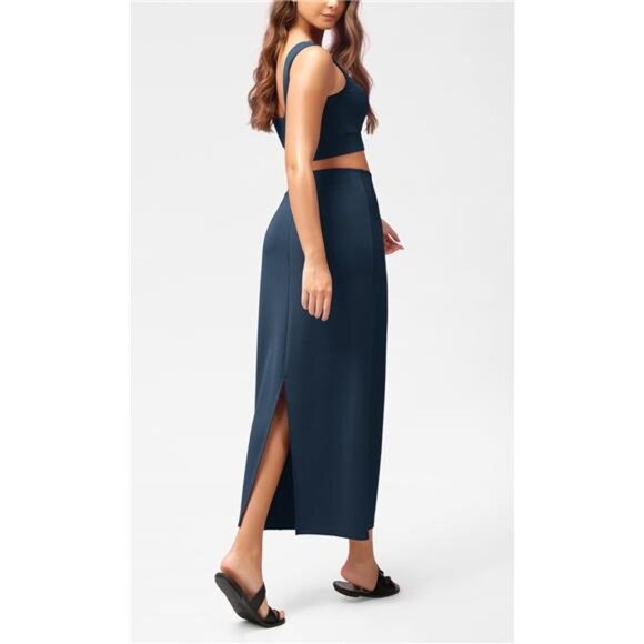 Soft Maxi Skirt for Women, Dark Blue - Picture 3 of 5